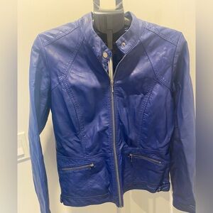 Reitmans Royal Blue Faux Leather Biker Style Jacket Women’s Large 90s Y2K